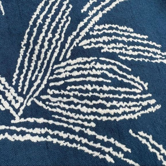 120% Lino Leaf-Print Stretch Linen Casual Crop Pant Sz 6 Side Zip Blue‎ - Picture 7 of 7